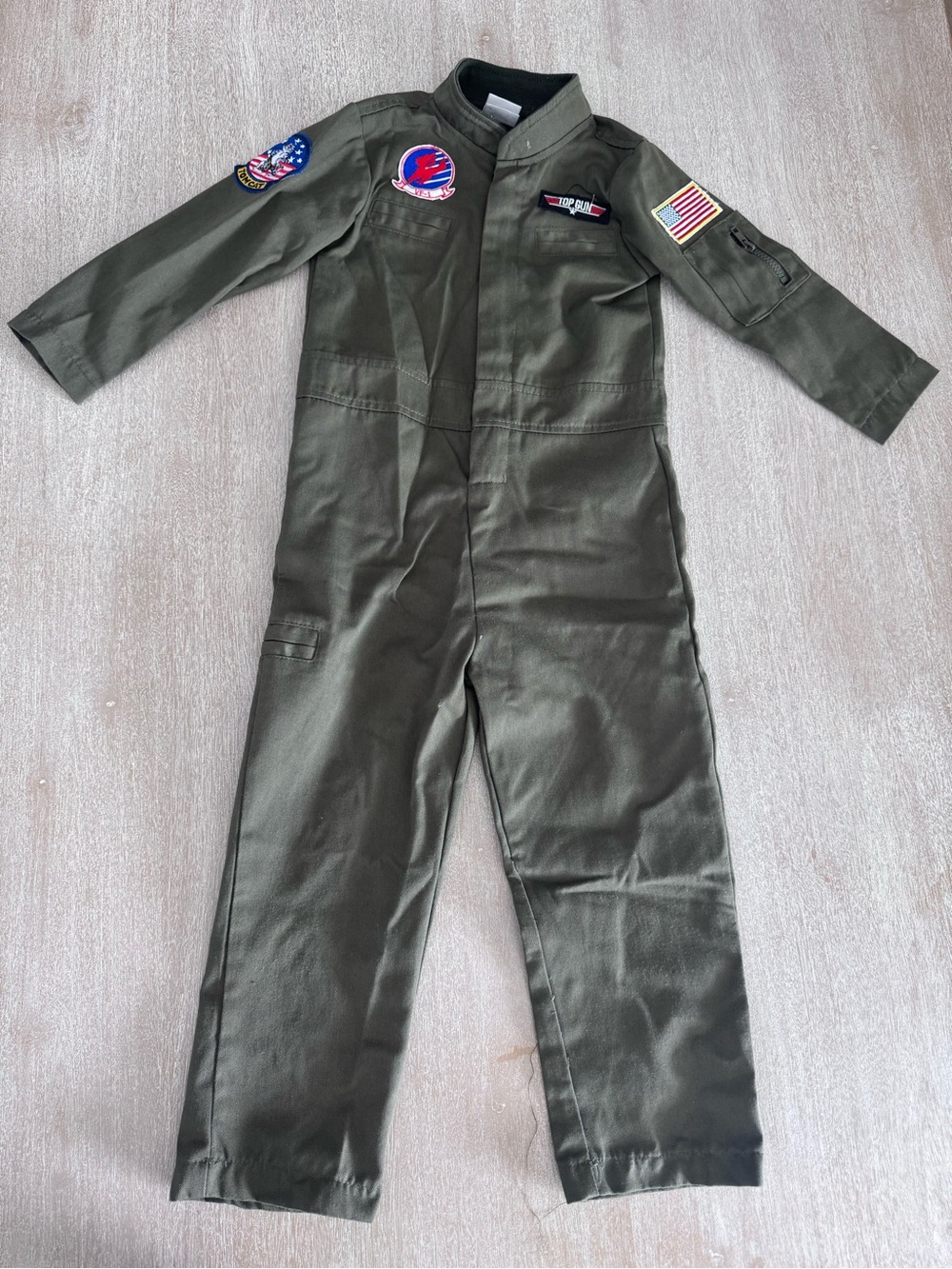Kids Top Gun Costume - Jumpsuit with Patches - size 5-6T